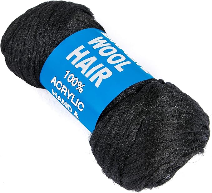 3Pcs Brazilian Yarn Wool Hair Arylic Yarn for Hair Crochet Braid Twist Warps Black Color