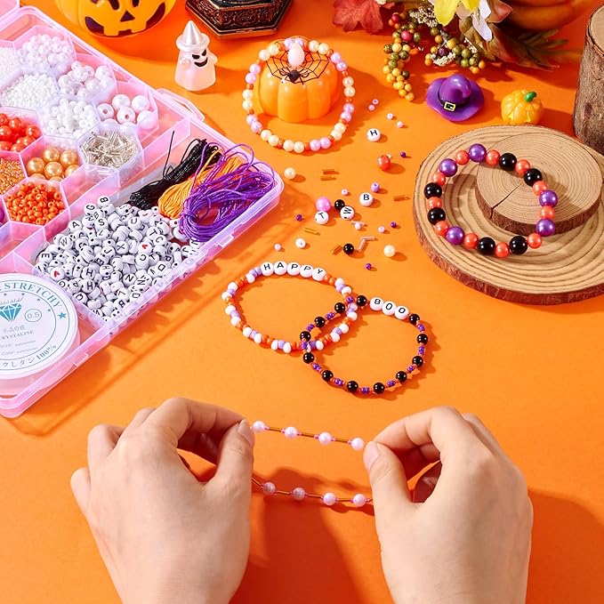 FASHEWELRY Purple Orange Acrylic Beads 15 Styles Candy Acrylic Kawaii Aesthetic Beads Glass Seed Beads Tube Beads Letter Beads for Friendship Bracelet Jewelry Making Valentine's Day Gifts