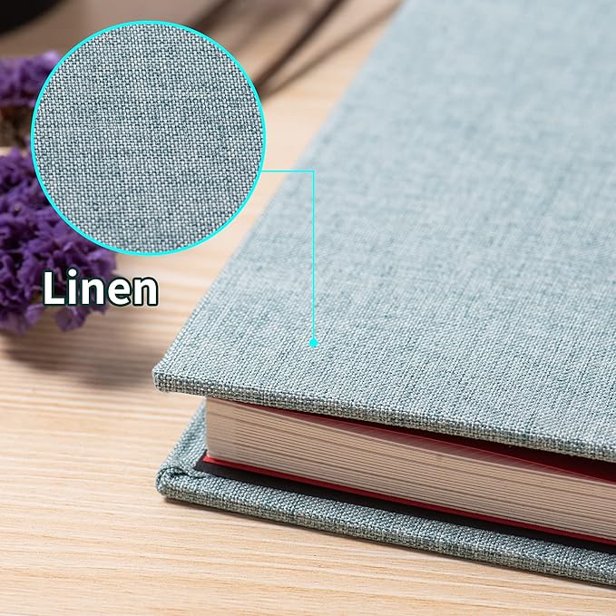 Large Photo Album Self Adhesive 4x6 5x7 6x8 8x10 Pictures Scrapbook Magnetic Album DIY Scrap Book 60 Sticky Pages Linen Cover DIY Photo Album with A Metallic Pen and DIY Accessories(Green), 11"x10.8"60 Pages