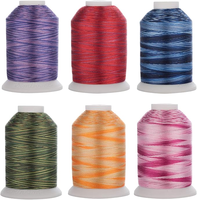 Simthreads 12 Variegated Colors Embroidery Machine Thread 1100 Yards Each for Janome Brother Pfaff Babylock Singer Bernina Husqvaran and Most Sewing Embroidery Machines