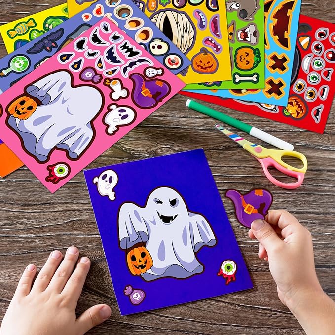 smilinfit halloween stickers for kids, diy crafts halloween goodie bag stuffers, party games activities pumpkin stickers party favors decorations supplies