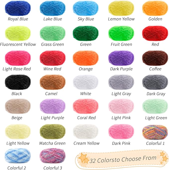 JeogYong Scrubby Yarn 2 Skeins (2 x 100g, 2 x 218yd) Scrubby Sparkle Yarn, Fluffy Polyester Scrubbie Crochet String for Crocheting Knitting Dishcloths Washcloths DIY Projects