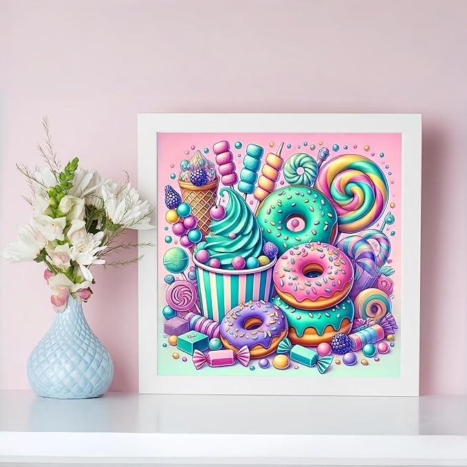 Diamond Art Kits for Adults Dessert, DIY 5D Diamond Painting Kit for Beginners, Full Round Drill Gem Art Dots for Adults, Diamond Dots Paintings Crafts Home Wall Decor 14X14 Inch