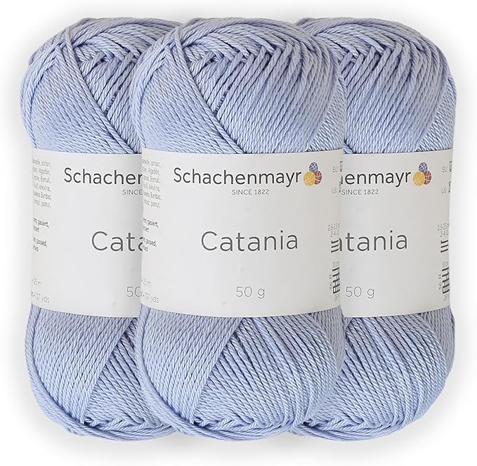 3 Skein/Pack Schachenmayr (SMC) Catania Originals Yarn, Each Ball 1.76 Oz (50gr) / 136 Yards (125 m), 100% Mercerized Cotton for Knitting and Crochet Yarn, Sport Weight, 180 - Serenity