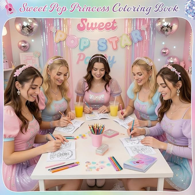 Liliful 144 Pcs Sweet Pop Music Coloring Book Bulk Music-Inspired Mini Coloring Books, Ideal for Leisure Relaxation, Party Favors & Music Enthusiast Gifts