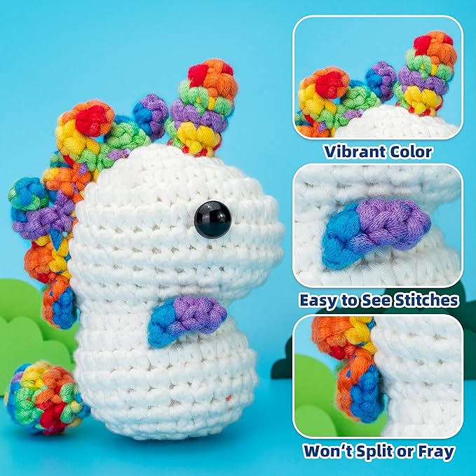 120g Rainbow Color Yarn for Crocheting and Knitting; Rainbow Yarn for Beginners with Easy-to-See Stitches;Worsted-Weight Medium #4;Yarn for Beginners Crochet Kit Making