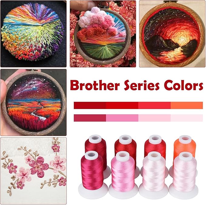 Simthread 15 Spools Pink Series Polyester Embroidery Thread Set, Each Spool Sewing Thread 40WT and 1100YD for Embroidery Sewing Machine