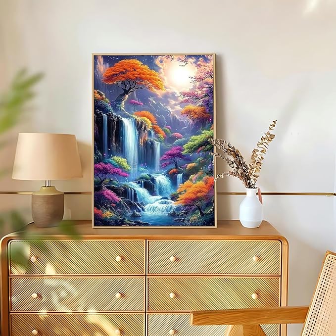 Reivworl Fall Diamond Art Kits for Adults, Fall Diamond Painting Kits, Gem Art Kit for Gifts and Home Interior Decor 12x16 Inch