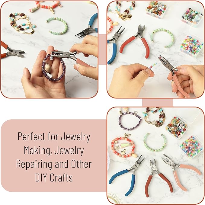 Mr. Pen- Jewelry Making Kit, 3 Pack Pliers, Mini Wire Cutters, Chain Nose and Craft Pliers for Earrings and Jewelry