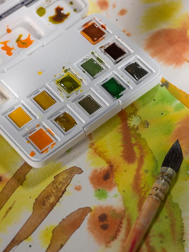 Van Gogh Watercolor Paint Set, Plastic Pocketbox, 12-Half Pan Shades of Nature Selection