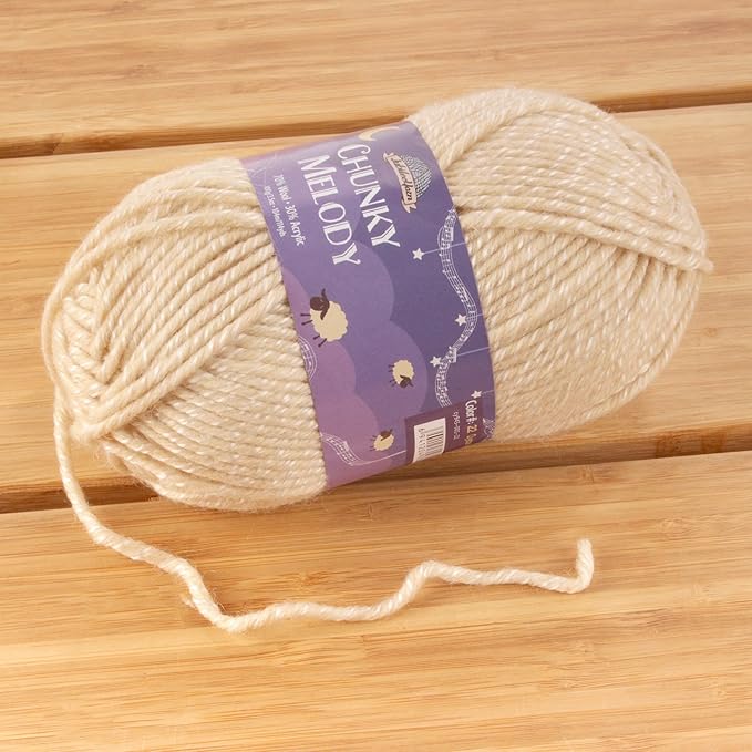 JubileeYarn Chunky Melody Yarn - 100g/Skein Bulky Wool Blend - Oyster Heather - 4 Skeins