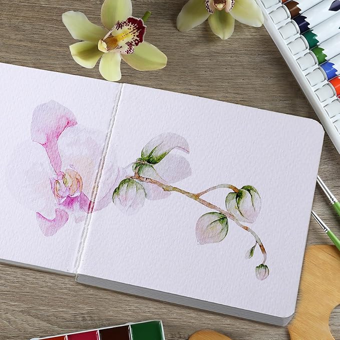 Ctosree 3 Pcs Mini Watercolor Sketchbook 3.9 x 3.9 Inch Portable Square Watercolor Notebook Painting Sketch Book 90 Sheets Textured Drawing Papers 300 GSM Artists Paper Pads for Art (Classic Colors)