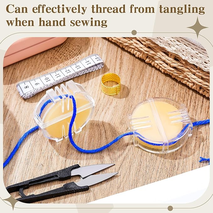 Maitys 2 Pcs Thread Wax Thread Conditioner Beeswax for Hand Sewing Embroidery Beeswax Floss Conditioner for Quilting Sewing Strengthening Line Embroidery Wax (Yellow,Clear Case)
