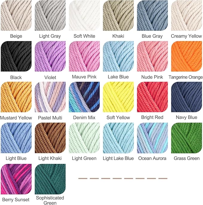 Katech Pure Cotton Yarn for Crocheting & Knitting–Soft Sport Weight CYC #2, 6 Skeins (50g Each, 300g Total), Ideal Crochet Yarn for Dishcloths, Baby Clothes, Socks, Lightweight Scarves（Navy）