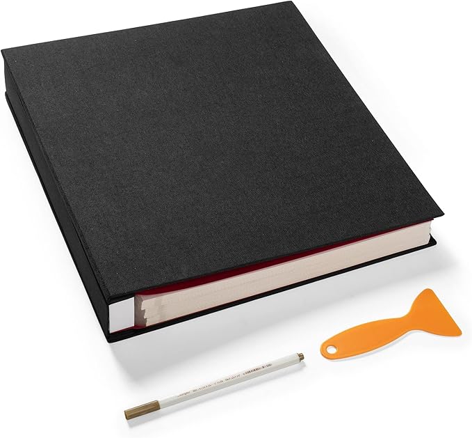 Large Photo Album Self Adhesive 4x6 5x7 3x5 8.5x11 Scrapbook Magnetic Album DIY Scrap Book Length 13 x Width 12.8 (Inches) 120 Sticky Pages Linen Cover DIY Photo Album (Black)