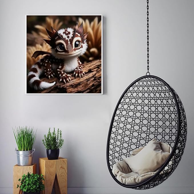 CZYWJMEI 5D Diamond Painting Kits for Adults Beginners,DIY Small Dragon Diamond Art Kits,Full Round Drill Diamond Dot Gem Art Kits,Home Wall Decor 13.7 x13.7nch