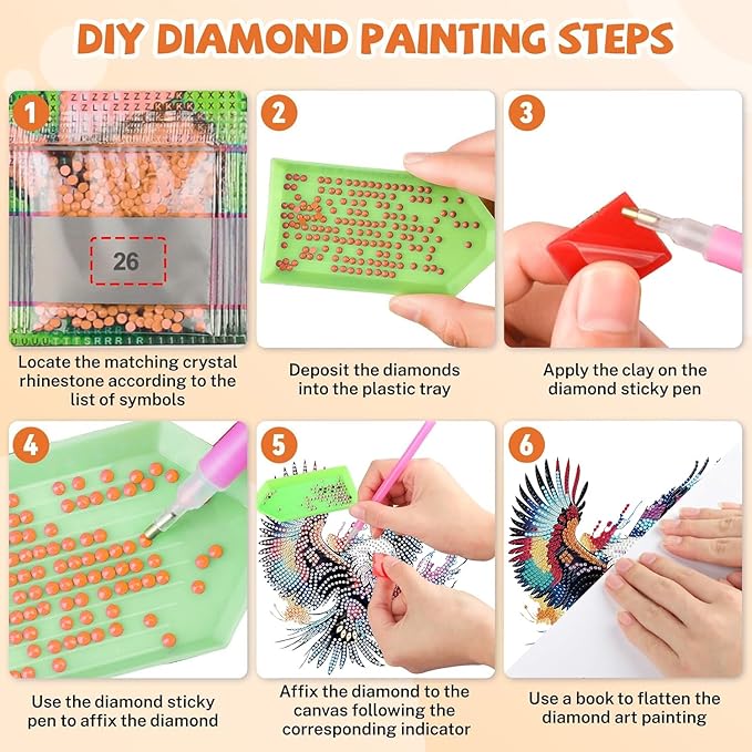 Masendp Eagle Diamond Painting Hanging Ornament Kit, DIY Special Shaped Rhinestone Window Hanging Kit, Suitable for Home and Garden Wall Decoration Gifts
