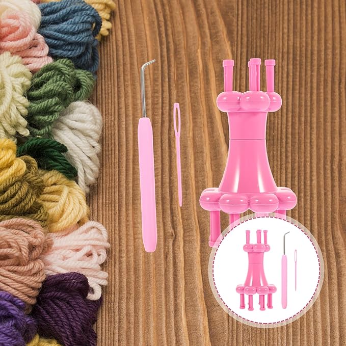 TEHAUX Plastic Knitting Loom Kit with Crochet Hook and Needle Yarn Weaving Tool for DIY Sweaters Scarves Bracelets and Hair Ropes 4.52X4.72X2.36In