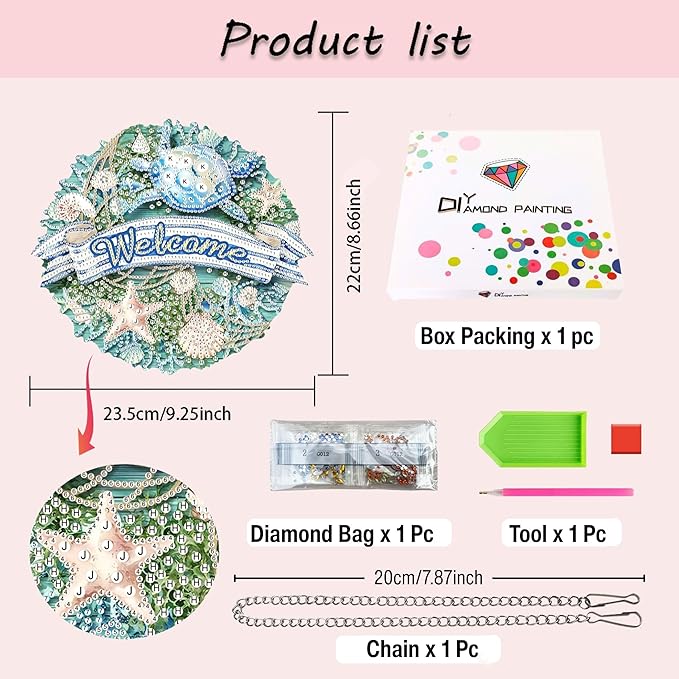 Welcome Sign Diamond Art Kits for Adults 5D Diamond Hanging Ornament Kits for Front Door DIY Special Shaped Crystal Art Suncatcher Porch Crystal Hanging Pendant Ornament (Welcome02)