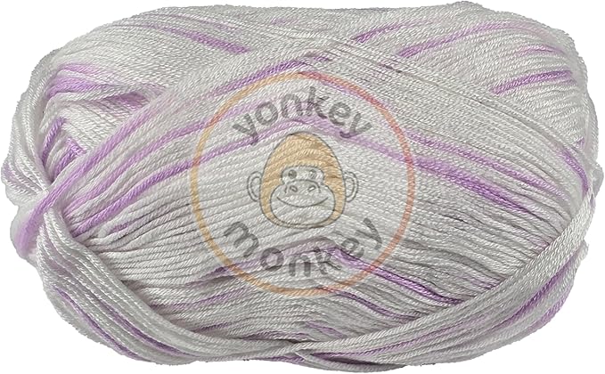10-Pack of Yonkey Monkey 500 Grams Yarn - 70% Rayon derived from Bamboo, 30% Cotton - Imported - Purple White 9041