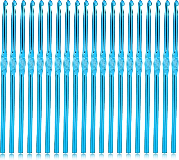 Crochet Hooks, 20 Pcs 5mm Crochet Hook US Size H (Size 8) Aluminum Knitting Needles Crochet Supplies for DIY Yarn Crafts Beginners (Blue)