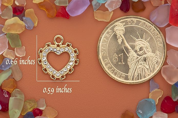 Pack of 20 Rhinestone Charms Gold Plated Pendants Pave Crystal Accessories for Necklace Bracelet Jewelry Making DIY Crafting