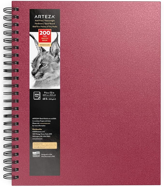 ARTEZA Spiral Sketch Book 9x12 Drawing Pad 100 Sheets Sketch Pads for Drawing for Adults & Teens