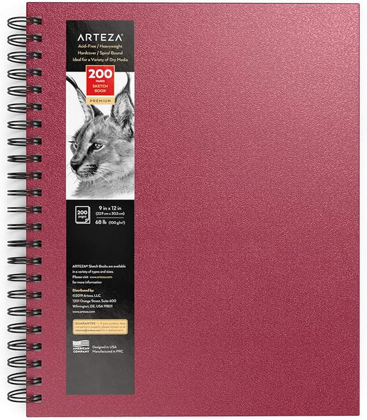 ARTEZA Spiral Sketch Book 9x12 Drawing Pad 100 Sheets Sketch Pads for Drawing for Adults & Teens