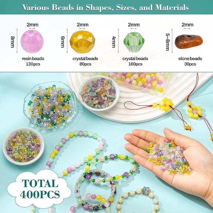 Craft Glass Assorted Beads for Bracelet Making Kit, Including Rondelle Beads, Facted crystal Beads, Ideal for DIY Handmade, Charms, Necklaces & Accessories, Jewelry Making Supplies for Beads Lovers