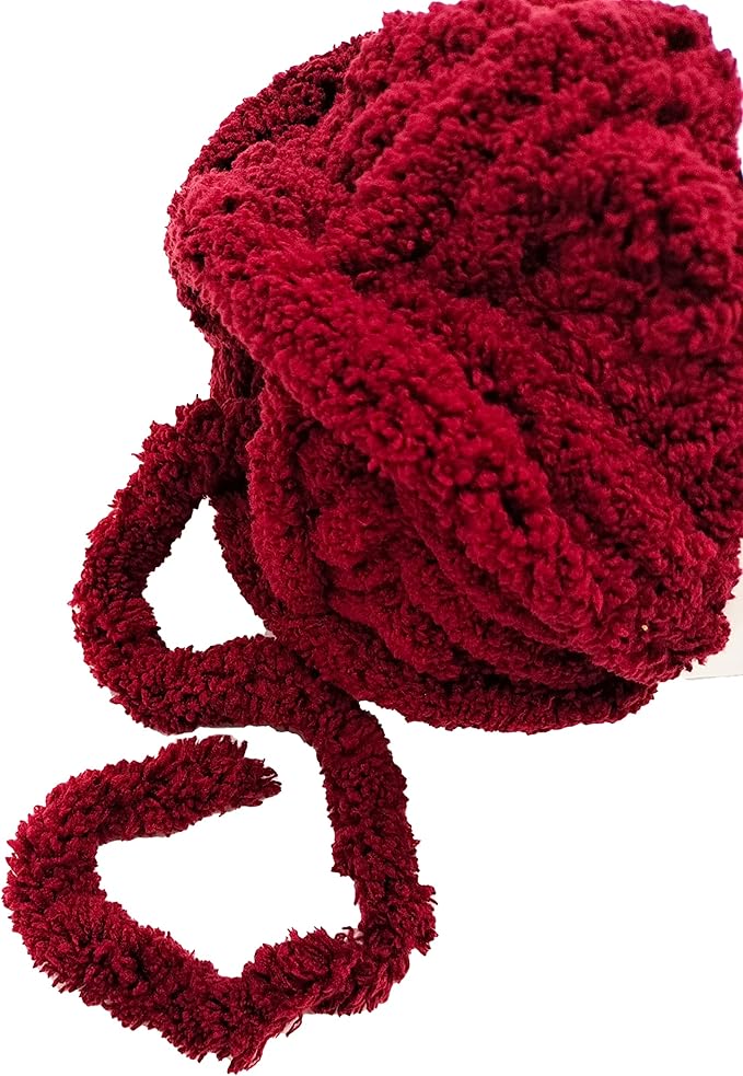 DDL&HEXI 2 Park Super Bulk Blanket Chenille Chunky Yarn,Blanket Making Kit,Jumbo Knitting Yarn 2x8oz 226gper Bag (Burgundy)