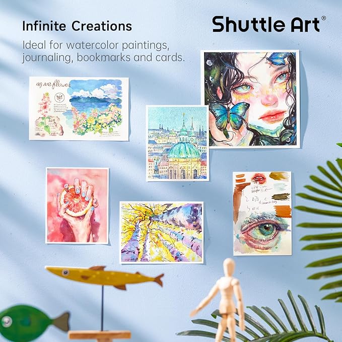 Shuttle Art Watercolor Paint Set, 48 Colors Watercolor Paint Pan Set with 3 Paint Brushes for Beginners, Artists, Kids & Adults for Painting, Journaling, Calligraphy Practice