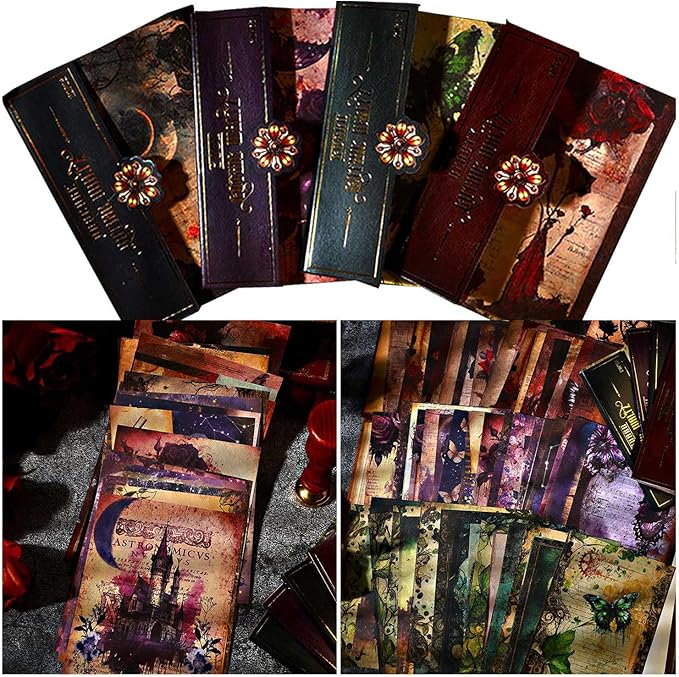 80 Sheets Gothic Scrapbook Paper, Vintage Junk Journal Supplies for Scrapbooking Kit, Magic Decorative Paper for Journaling Book Pages, Dark Academia Wall Decor for Room Decorations