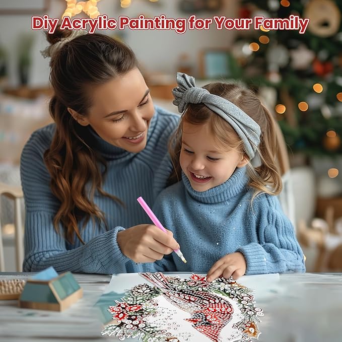 MOGTAA Christmas Cardinal Diamond Art Hanging Kits for Adults Kids, Christmas Landscape Diamond Art Suncatchers, 5D Special Shape Diamond Painting Window Pendant Kit for Home Garden Wall Decor