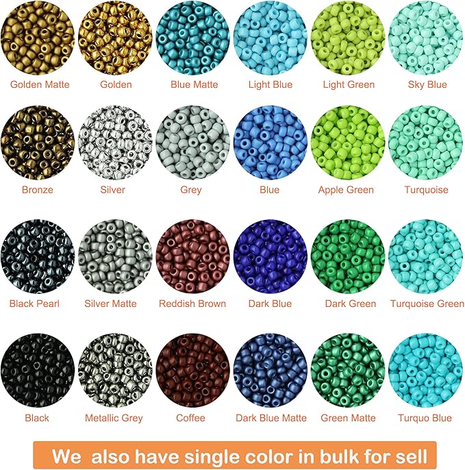 Bala&Fillic Size 3mm Seed Beads 48 Colors About 16800 pcs in Storage Box, 8/0 Glass Seed Beads for Making Bracelets Earrings Necklaces Jewelry