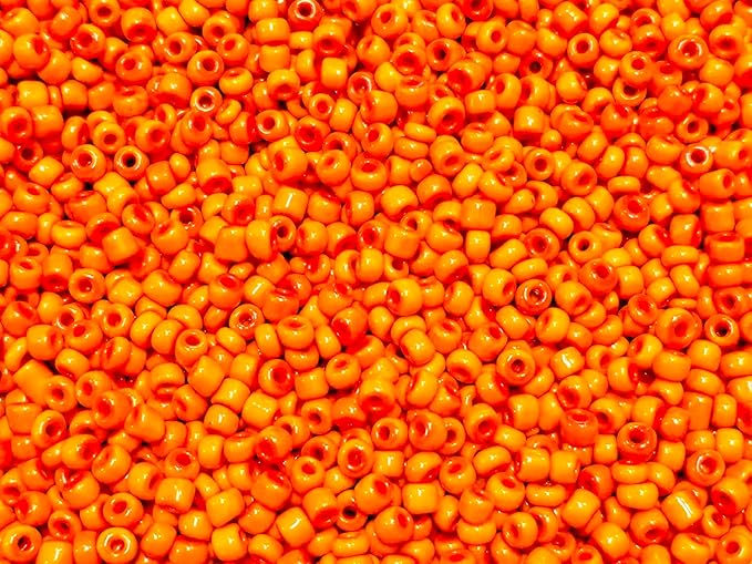 Perlin Glass Seed Beads 4mm 6/0 Round 1100pcs Mini Small Pony Spacer Beads Kit for Jewelry Making Earrings Bracelets Pendants Waist DIY Handmade (Orange Opaque)