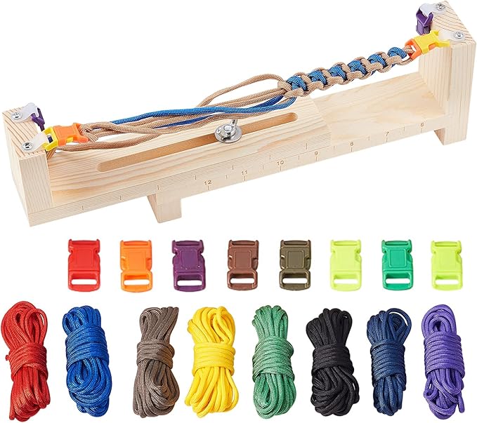 PH PandaHall Jig Bracelet Maker, Wristband Maker with 8 Parachute Cords and 8 Quick Release Buckles Adjustable Length Braiding Weaving Tool for Bracelets Jewelry Making