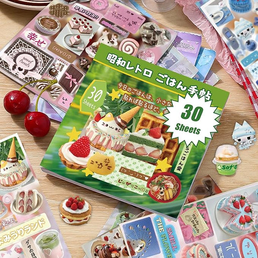 600+ Pcs Kawaii Food Stickers - 30 Sheets Cute Decals for Journals, Planners, Water Bottles & Scrapbooking - Acid-Free Vinyl Prayer Board Supplies-Vision Board Supplies(Green)