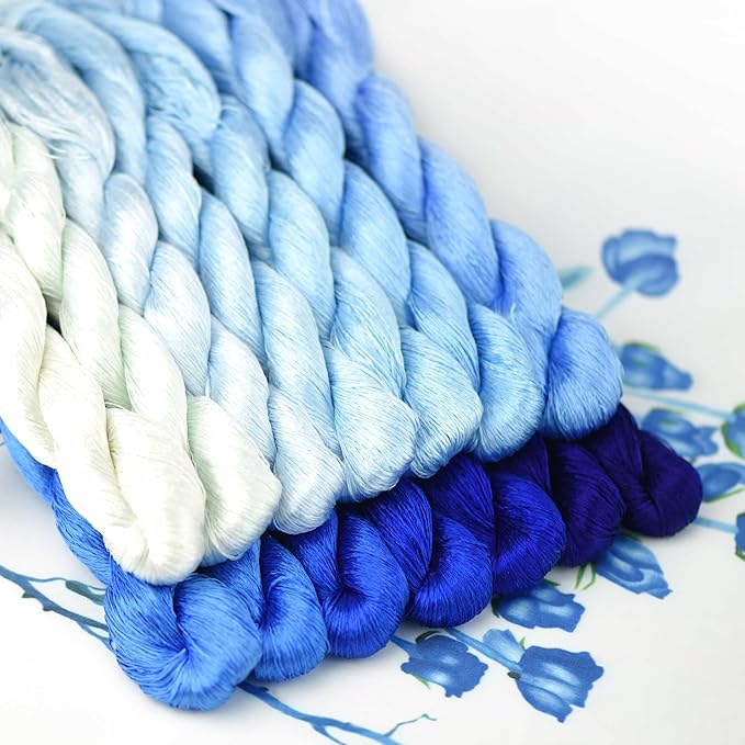 Natural 100% Silk Thread, Handmade Embroidery Thread Silk Floss 14 Colors 110m Each (70)