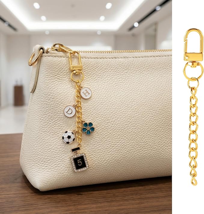 Hzopcw 20pcs Gold Keychain Making Kit, Key Ring Swivel Snap Hook Chains, Alloy Extender Keychain Bag Charm Kits for DIY Crafts Jewelry Making Handbag Purses- C Style
