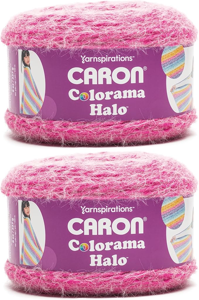 Caron Colorama Halo Striped - 2 Pack of 481 Yards/8 oz Hot Pink 71% Acrylic 18% Nylon 11% Polyester Yarn