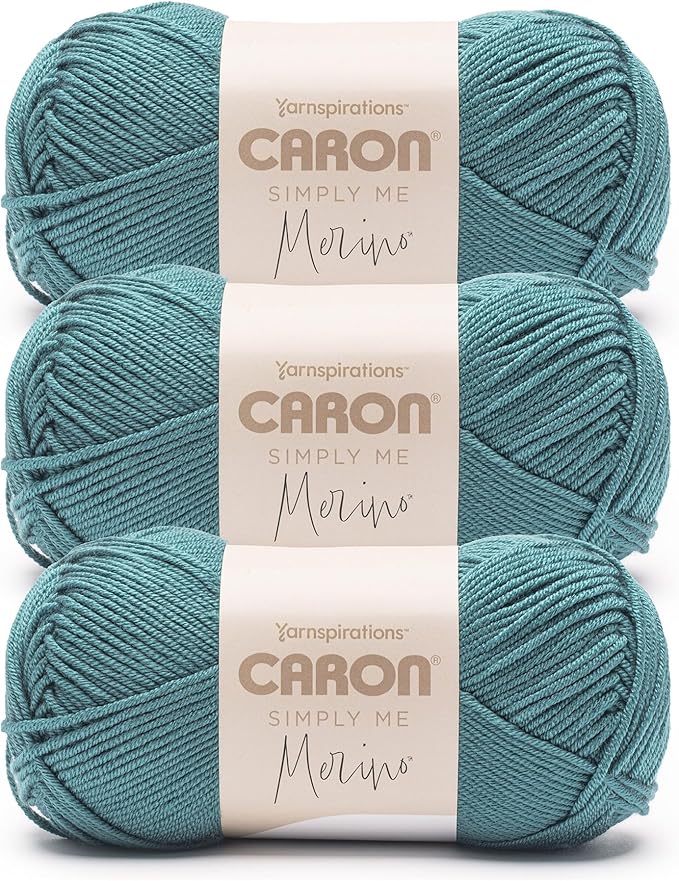 Caron Simply Me Merino Turquoise Sea Yarn - 3 Pack of 100g/3.5oz - 50% Acrylic, 50% Merino Wool - #3 DK (Light) - 215 Yards - Knitting/Crochet