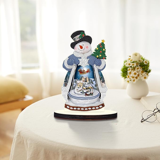 MVVMTOP Christmas Diamond Art Tabletop Decoration, DIY Christmas Snowman, Diamond Art 5D Special Shape Crystal Diamond Partial Diamond Art Painting Mosaic Handicraft, Home Office Tabletop Decor Gift
