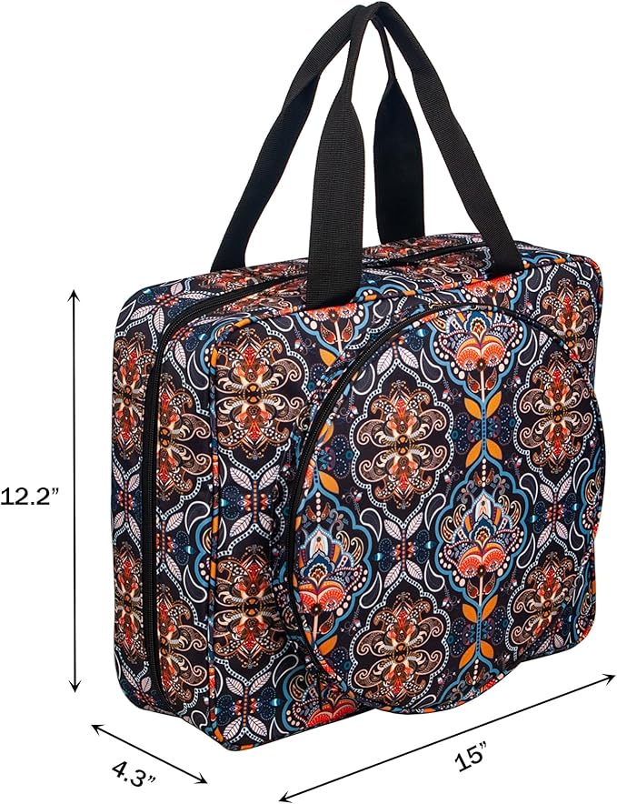 Portable Craft Kits Storage Bag Cross Stitch Starter Kits Embroidery Project Bag Embroidery Tool Storage Tote with Multifunctional Pockets, Bag Only (Colorful Pattern)