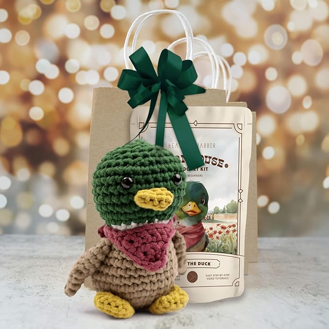 Amigurumi Crochet Kit for Beginners Adults and Kids, Learn to Crochet Kits for Adults Beginner with Easy Yarn, Stuffed Crochet Animal Kit with Step-by-Step Video Tutorials - Dale the Duck