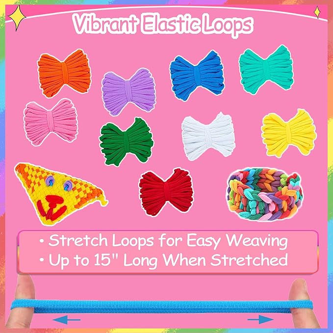 REENLIV 504 PCS Weaving Loom Loops Refill for 6-12 Inch Potholder Loom kit Toys, Elastic DIY Arts and Crafts Loops Supplies for Kids Beginners, Perfect Birthday & Christmas Gifts for 5-13 Year Girls.