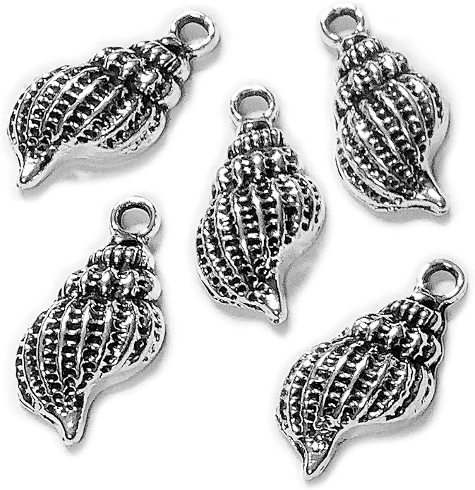 Heather's cf Silver Sea Charms – Antique Pendants, Non-Tarnish, Lead-Free & Nickel-Free, Bulk Ocean Animal Charms for DIY Jewelry, Bracelets, Necklaces, Earrings, Beach Craft Supplies (Sea Animals)