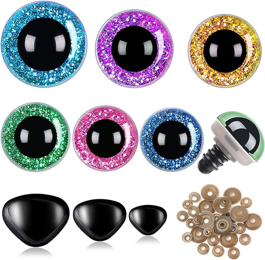 UPINS 180Pcs Safety Eyes and Noses for Amigurumi Large Plastic Craft Crochet Eyes for Stuffed Animals DIY Puppet Bear Toy Doll Making Supplies