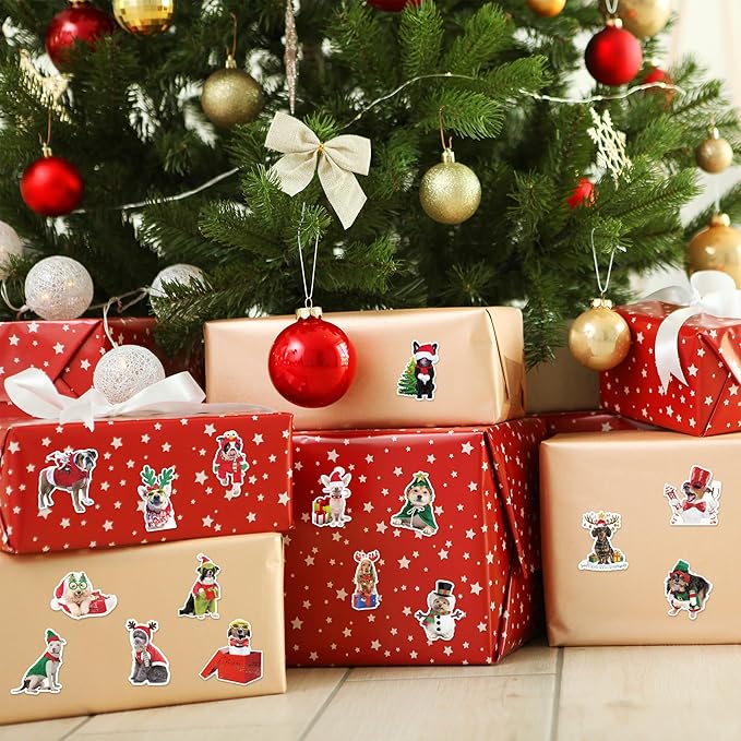 h1vojoxo christmas dog sticker rolls - 1000pcs holiday dog stickers for kids 16 designs christmas cute dogs realistic stickers funny xmas dogs sticker for envelopes craft