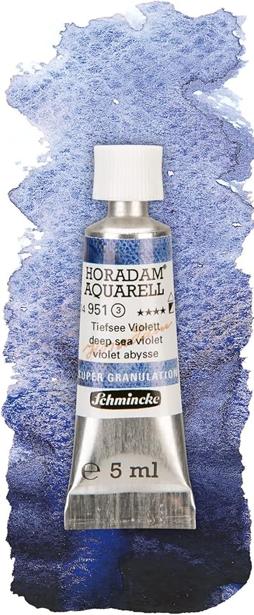 Schmincke Horadam® Aquarell, Super Granulation Trio Deep Sea 5 ml Tubes, 74 614 097, Cardboard Set, Very Strong Granulating Watercolors