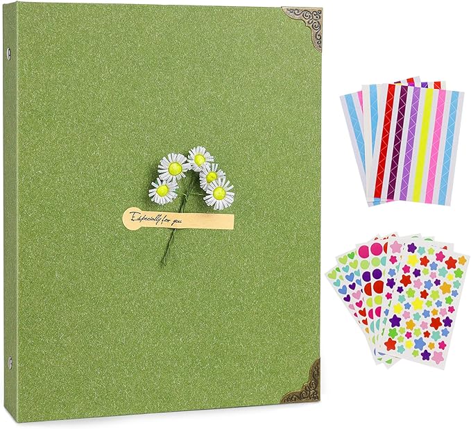 ZEEYUAN Hardcover Scrap Book Album Journal Photos Scrapbook Memories Photo Book Album Vintage DIY Photo Scrap Book Gifts for Couples Anniversary Christmas Thanksgiving Valentines Day